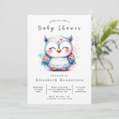 Invitation Baby shower de Chouette modifiable enchâssée (Debout devant)