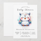 Invitation Baby shower de Chouette modifiable enchâssée (Devant / Derrière)