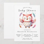Invitation Baby shower de Chouette modifiable moderne (Devant / Derrière)