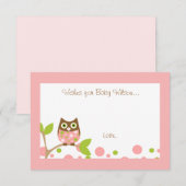Invitation Baby shower de Chouette rose (Devant / Derrière)