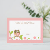 Invitation Baby shower de Chouette rose (Debout devant)