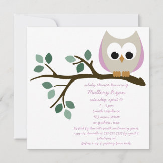Invitation Baby shower de Chouette rose