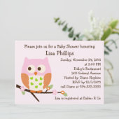 Invitation Baby shower de Chouette rose (Debout devant)