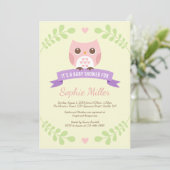 Invitation Baby shower de Chouette rose (Debout devant)