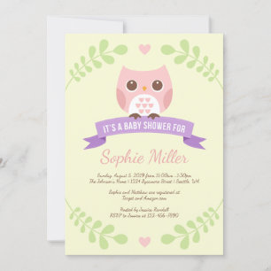 Invitation Baby shower de Chouette rose