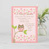 Invitation Baby shower de Chouette rose (Debout devant)