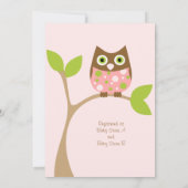 Invitation Baby shower de Chouette rose (Dos)