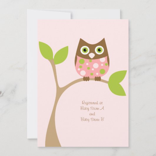 Invitation Baby shower de Chouette rose (Dos)