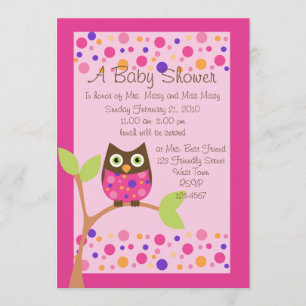 Invitation Baby shower de Chouette rose Invitation-hotpink su