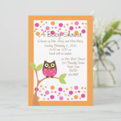 Invitation Baby shower de Chouette rose Invitation-hotpink su (Debout devant)