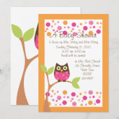 Invitation Baby shower de Chouette rose Invitation-hotpink su (Devant / Derrière)