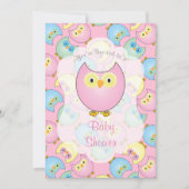 Invitation Baby shower de Chouette rose Pastel (Devant)