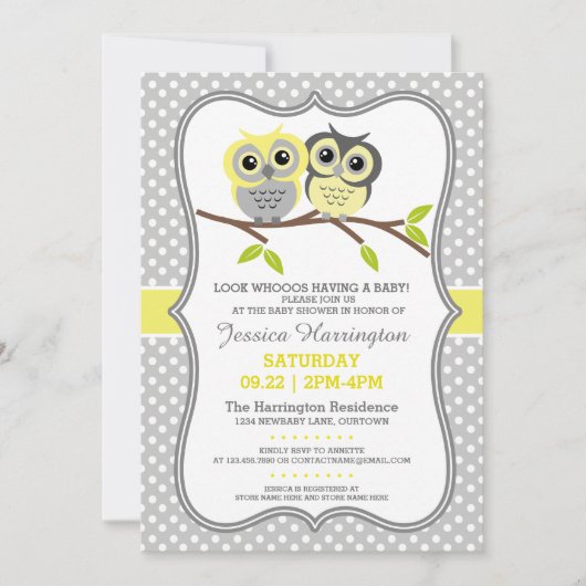 Invitation Baby shower de Chouettes adorables (Devant)
