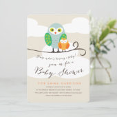 Invitation Baby shower de Chouettes tachetées (Debout devant)