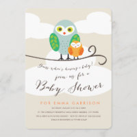 Invitation Baby shower de Chouettes tachetées