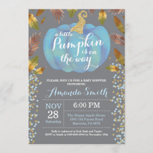 Invitation Baby shower de chute Citrouille Gold Parties scint