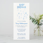 Invitation baby shower de chute de pluie bleue (Debout devant)