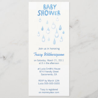 Invitation baby shower de chute de pluie bleue
