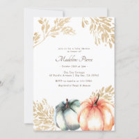 Baby shower de chute d'or Orange Citrouille aquare