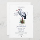 Invitation Baby shower de cigogne (Devant / Derrière)