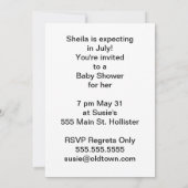 Invitation Baby shower de cigogne (Dos)