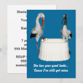 Invitation Baby shower de cigogne (Devant / Derrière)