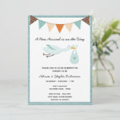 Invitation Baby shower de cigogne (Debout devant)