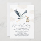 Invitation Baby shower de cigogne (Devant)