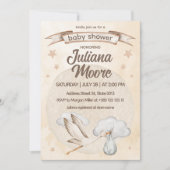 Invitation Baby shower de cigogne d'aquarelle (Devant)