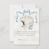 Invitation Baby shower de cigogne Ribbon Chauffage Raffle (Devant)
