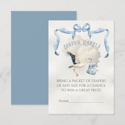 Invitation Baby shower de cigogne Ribbon Chauffage Raffle (Devant / Derrière)