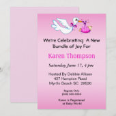Invitation Baby shower de cigognes (Devant / Derrière)