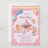 Invitation Baby shower de cirque Carnaval Vintage rose (Devant)