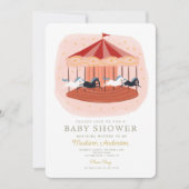 Invitation Baby shower de cirque carnavalesque rose (Devant)