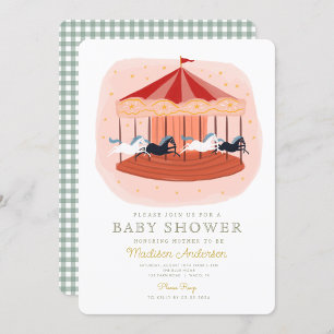 Invitation Baby shower de cirque carnavalesque rose