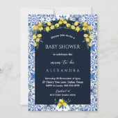 Invitation Baby shower de citron bleu italien (Devant)