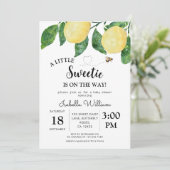 Invitation Baby shower de citron doux Little Sweetie (Debout devant)