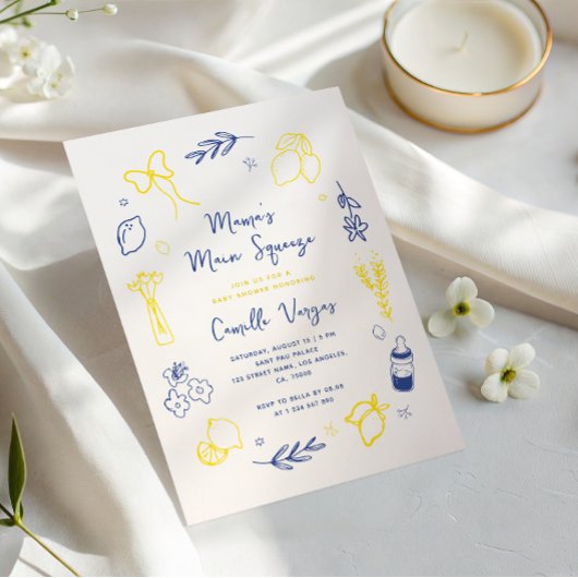 Invitation Baby shower de citron italien à la main