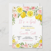 Invitation Baby shower de citron rose (Devant)