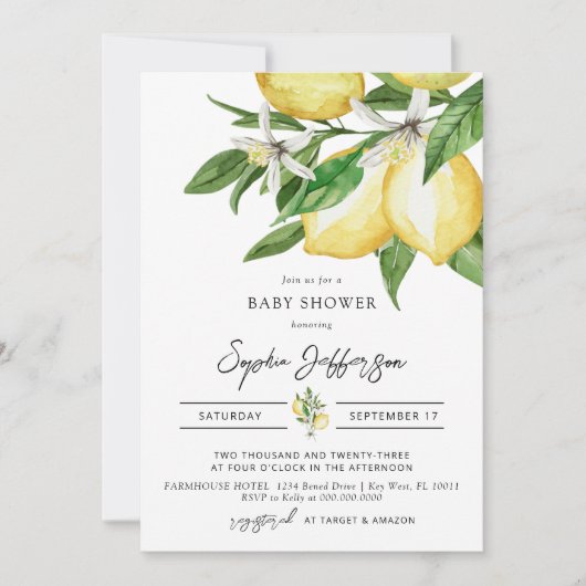 Invitation Baby shower de citron vert (Devant)