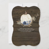 Invitation Baby shower de Citrouille blanc rustique bleu mari (Dos)