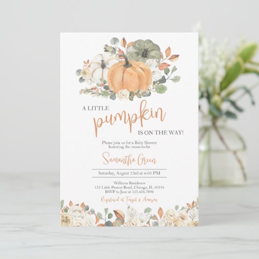 Invitation Baby shower de Citrouille Boho Rustic (Debout devant)