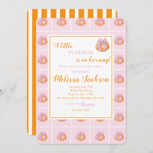 Invitation Baby shower de citrouille d'aquarelle Preppy