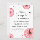 Invitation Baby shower de Citrouille d'automne rose minimalis (Devant)