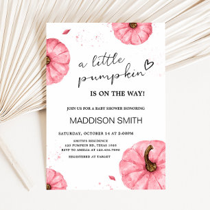Invitation Baby shower de Citrouille d'automne rose minimalis