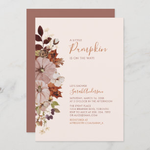 Invitation Baby shower de Citrouille d'automne rustique