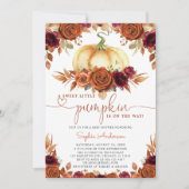 Invitation Baby shower de Citrouille Floral Bourgogne (Devant)