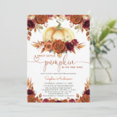 Invitation Baby shower de Citrouille Floral Bourgogne (Debout devant)