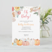Invitation baby shower de citrouille floral rustiq (Debout devant)