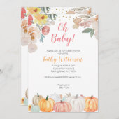 Invitation baby shower de citrouille floral rustiq (Devant / Derrière)